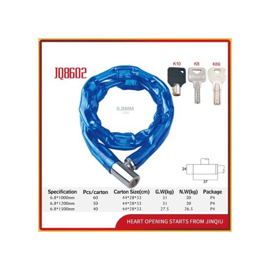Bicycle Chain Lock - Blue - Secure Lock For Bike Security