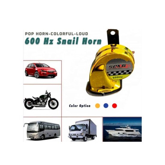 Colorful 600 Hz Loud Snail Pop Horn With Splash Protection 1 Piece For Car Motorcycle And Other Vehicles