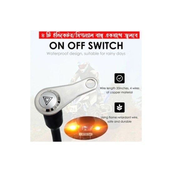 Hazard Emergency LED Metal Switch Momentary Button for Motorcycle & E-Bike