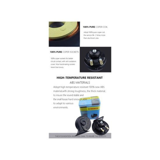 Loud Snail Horn For Motorcycle Car Automotive Waterproof Design 12v 108-118db Long Life Span Durable 