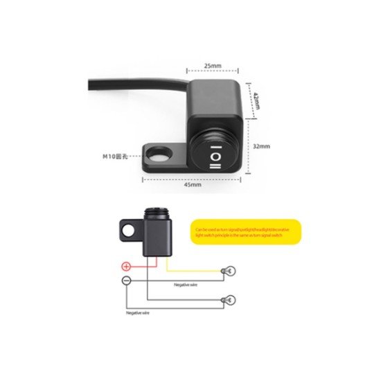 Motorcycle 25mm Handlebar Headlight Switch with LED Light