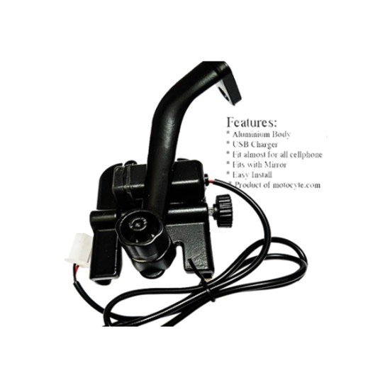 Universal Metal Mobile Holder Phone Mount With Mirror USB Charger Enabled Mobile Phone Holder For Motorcycle And Bicycle
