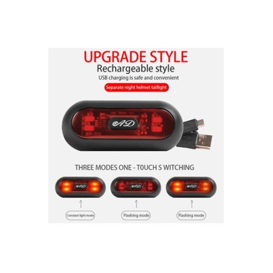 Smart USB Rechargeable LED Helmet Safety Light – Red Warning Tail Light For Night Riding