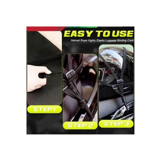 Universal Motorcycle Helmet Bungee Bag Box Carrier Elastic Strap With 2 Metal-Plastic Hook