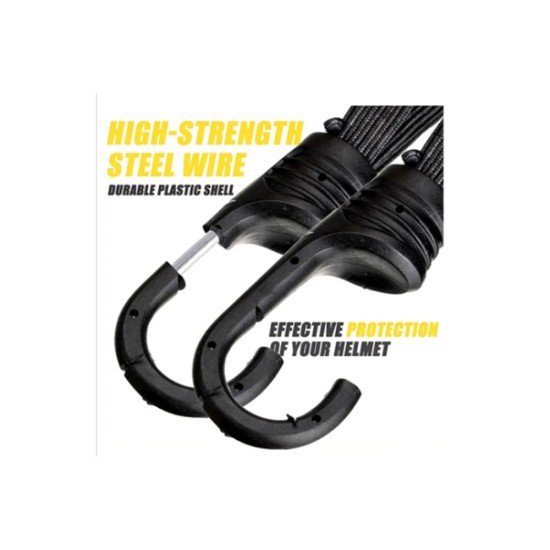 Universal Motorcycle Helmet Bungee Bag Box Carrier Elastic Strap With 2 Metal-Plastic Hook