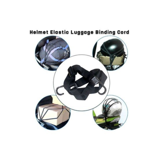 Universal Motorcycle Helmet Bag Box Carrier Elastic Strap With 2 Plastic Hook