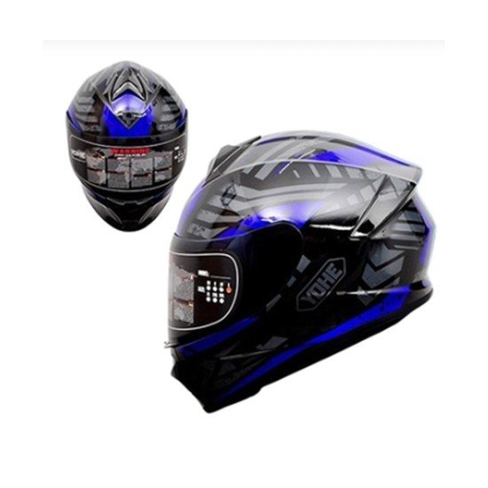 Yohe 977 Black Blue Glossy Full Face Helmet