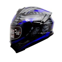 Yohe 977 Black Blue Glossy Full Face Helmet