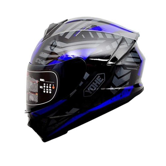 Yohe 977 Black Blue Glossy Full Face Helmet