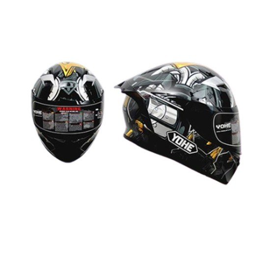 Yohe 978-2-71 Black Grey Glossy Full Face Helmet