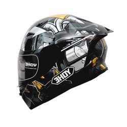 Yohe 978-2-71 Black Grey Glossy Full Face Helmet